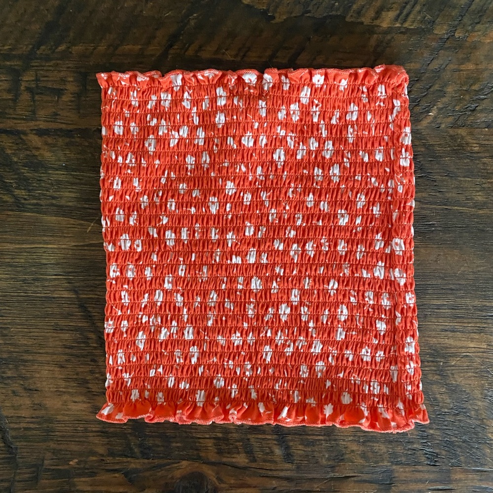 Rue 21 orange and white smocked tube top